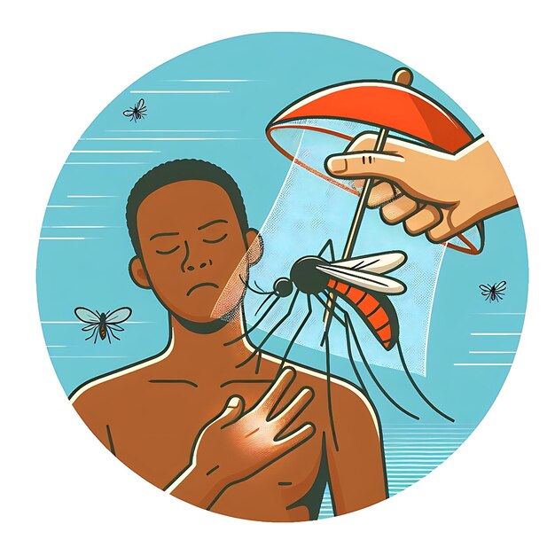 Foto día mundial del vector de la malaria un hombre está sosteniendo un carrete de cuerda que tiene