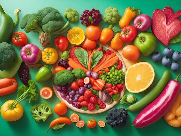 Día Mundial del Veganismo Atractivos diferentes alimentos vegetales saludables en la mesa de madera Frutas y verduras