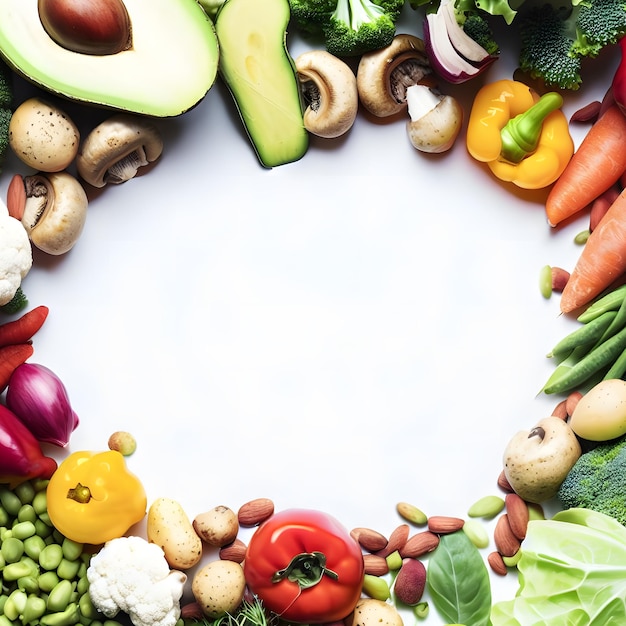 Día mundial del vegano con diversas verduras saludables.