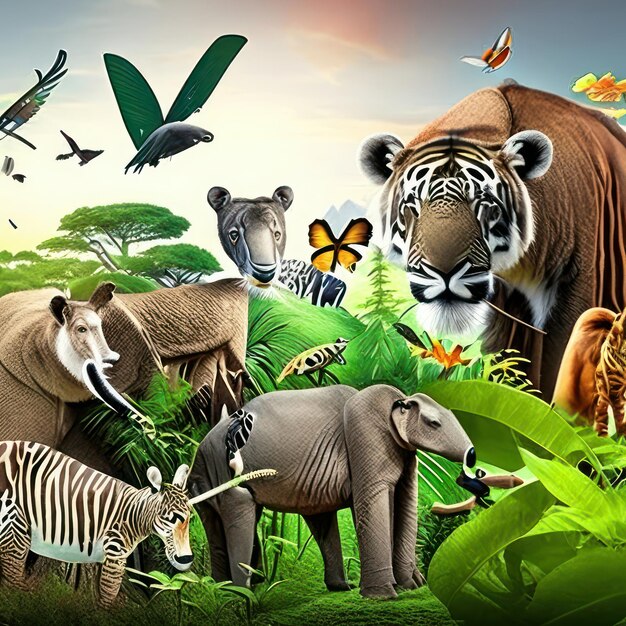 Foto día mundial de la vida silvestre fauna y flora