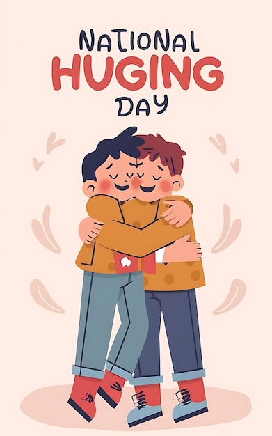 Día Nacional del Abrazo con una ilustración de tipografía de clipart