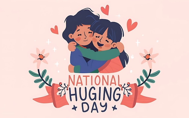 Día Nacional del Abrazo con una ilustración de tipografía de clipart