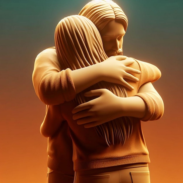 Día Nacional del Abrazo Las imágenes de IA de dos personajes abrazándose Feliz Día del Abrazo Día del Abrazo