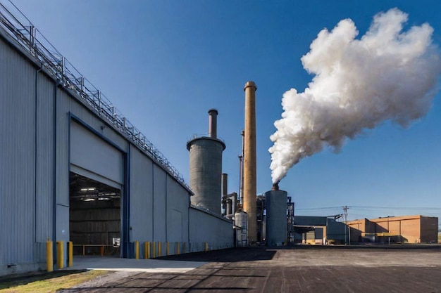 Dia nacional da fabricação de poluição e fábrica metalúrgica com imagem de fumaça