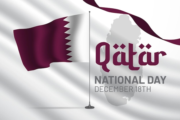 Día Nacional de Qatar 18 de diciembre ilustración banner horizontal sobre fondo aislado