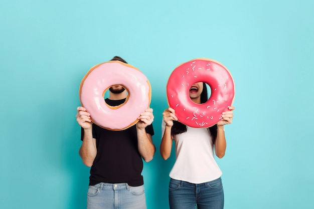 Día nacional de la rosquilla Una mujer sosteniendo una rosquilla glaseada con la palabra tú en ella Generación de IA