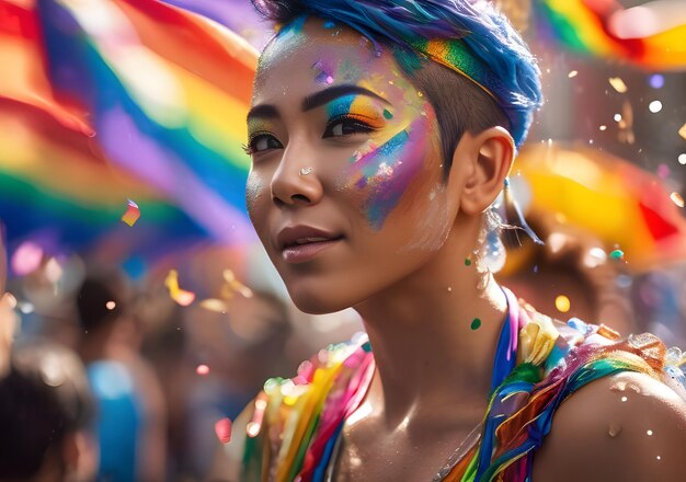 Foto día del orgullo desfile de polvo de pintura de colores