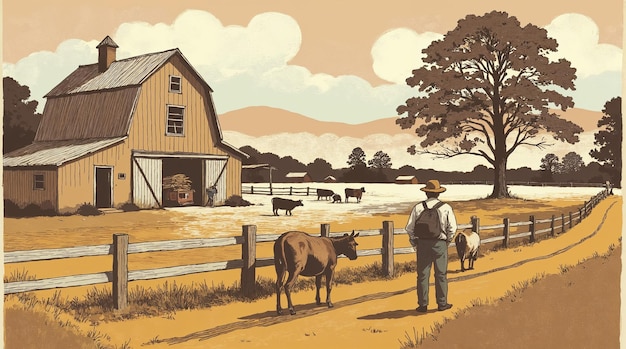 Un día pacífico en la granja