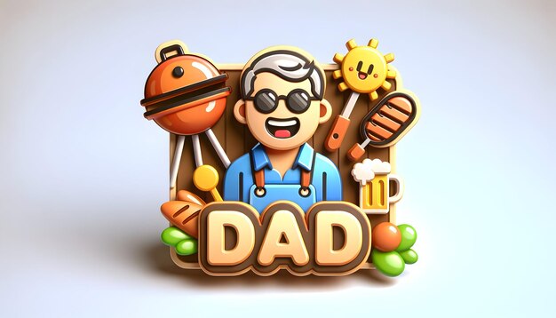 Foto día de los padres en 3d icono de un padre relajado celebrando el día de los padres con fondo blanco aislado