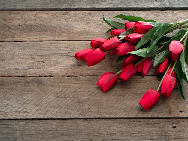 Día de Pascua o primavera de tulipanes rojos