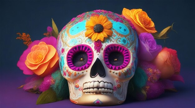 Día de la pérdida Día de los muertos con cráneo de azúcar