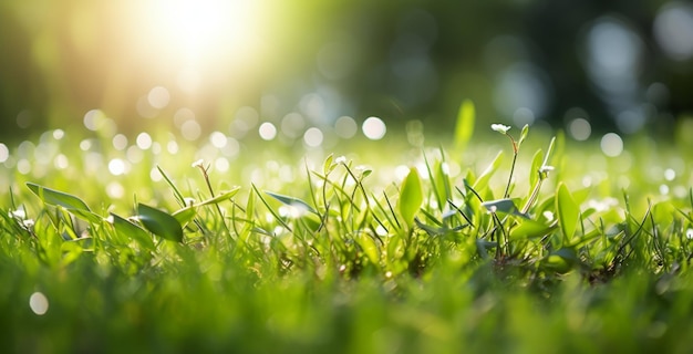 El día perfecto de verano con fondo de hierba verde y luz solar