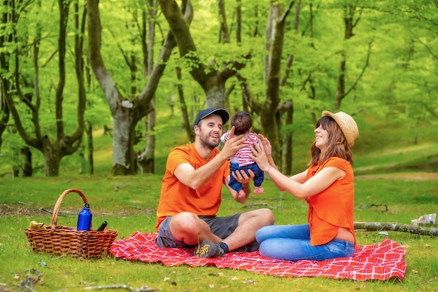 Foto un día de picnic con tu hijo recién nacido.