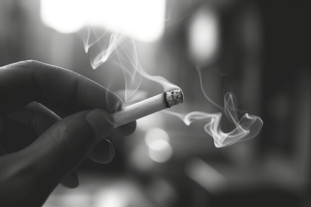 Dia Proibido de Fumar Com o Cigarro na Mão em Preto e Branco
