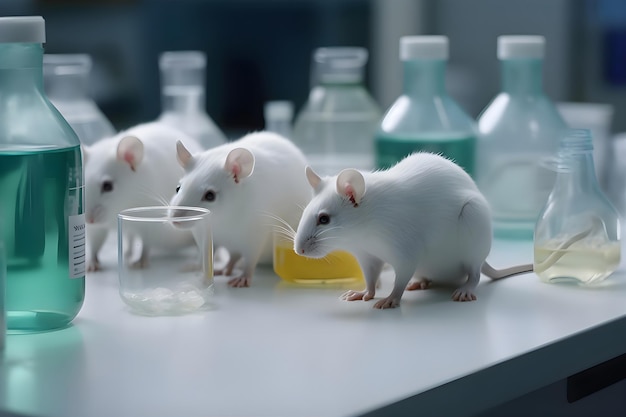 Día de protección de animales de laboratorio ratones blancos en el laboratorio IA Generativa 1
