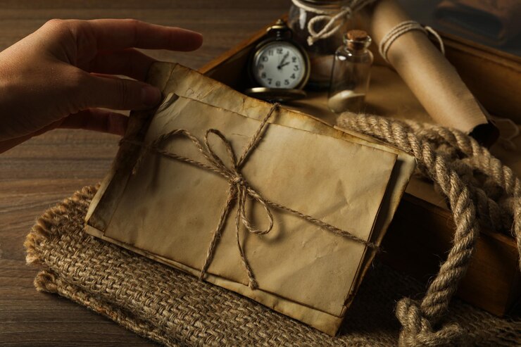 Día de la Raza Un reloj de bolsillo con un montón de cartas antiguas.