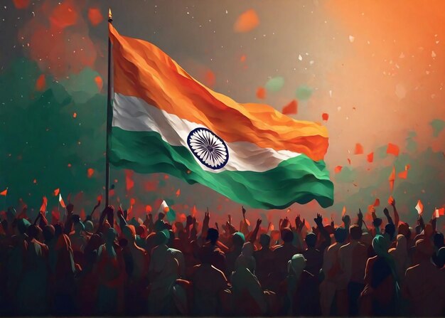 Foto día de la república de la india y celebración de la independencia arte de la ia con la gente