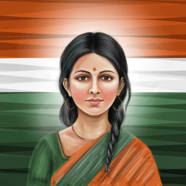 Día de la República India con linda mujer.