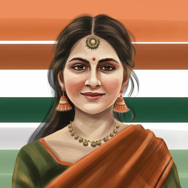 Día de la República India con linda mujer.