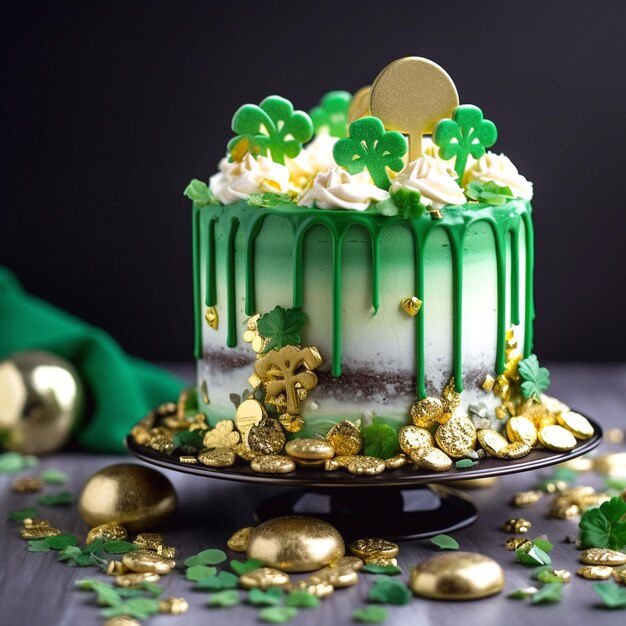 Foto día de san patricio celebra el tema candyland novedad pastel de goteo y mesa de fiesta