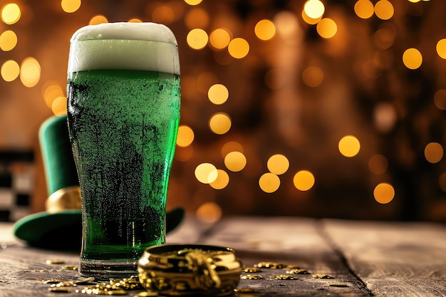 Foto día de san patricio con cerveza verde