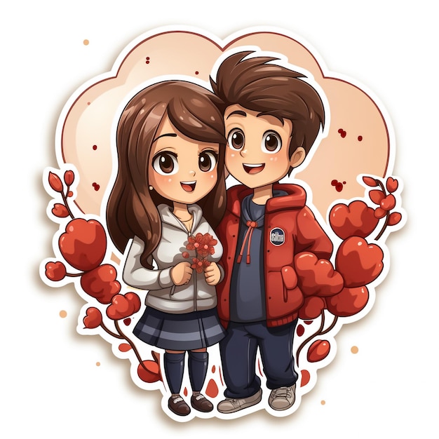 Día de San Valentín besándose pareja abrazos besándose niño y niña encantadora mujer y hombre arte vectorial e ilustración retrato de San Valentín de pareja romántica espacio de copia y evaluación de diseño para pegatinas