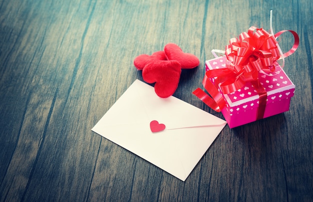 Día de San Valentín caja de regalo rosa Sobre de amor Tarjeta de carta de San Valentín con Corazón Rojo Amor romántico