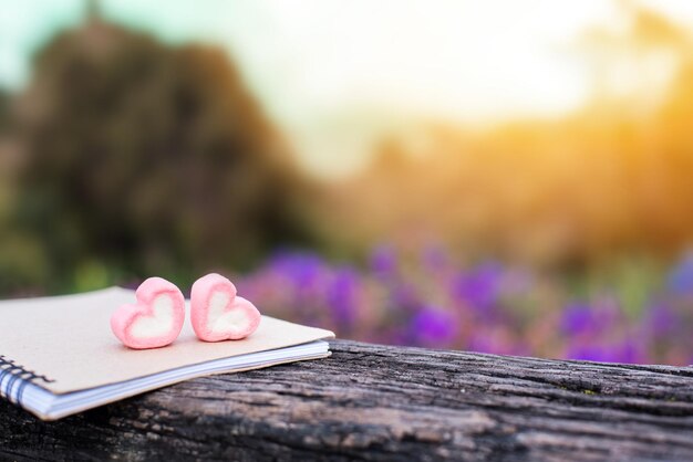 Día de San Valentín y concepto de amor con dulces de corazón. Nuevo comienzo del día.