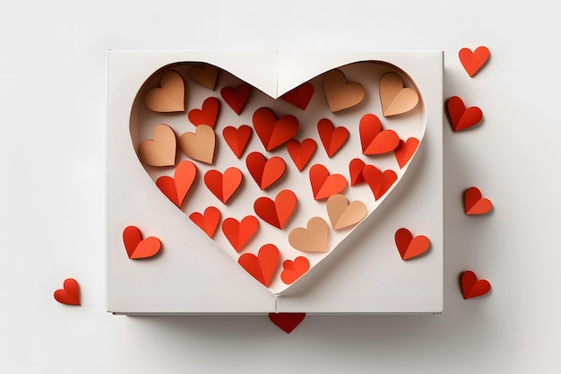 Día de San Valentín, corazón de amor, romance, carta de amor, regalos, concepto, representación 3d