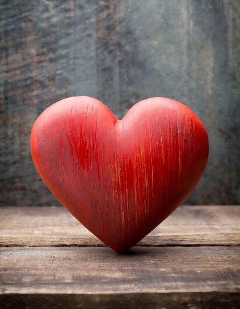 Día de San Valentín Día Mundial del Corazón Corazón rojo en el fondo de madera