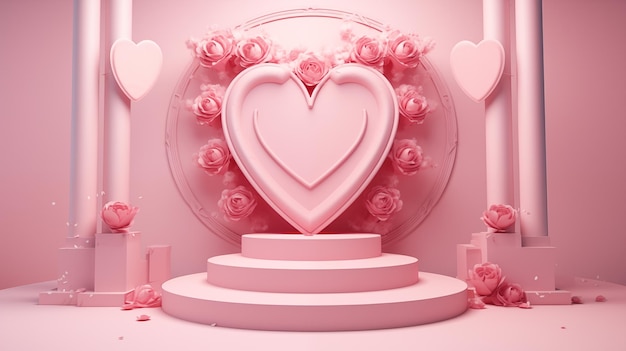 Foto día de san valentín con diseño de color rosa.