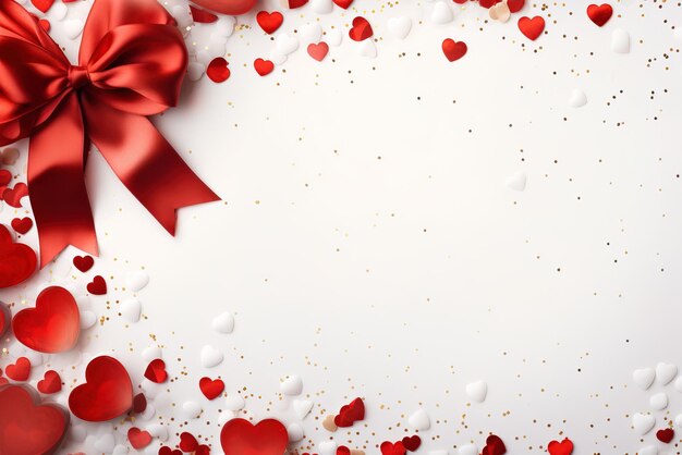 Foto día de san valentín espacio en blanco con cajas de regalos rosas corazón cinta de fondo generativo ai
