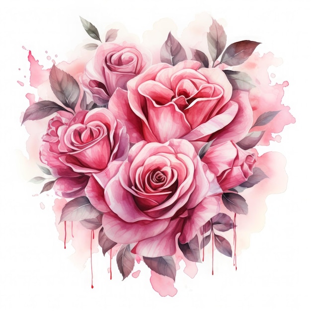 Día de San Valentín en forma de corazón romántico hecho de flores hojas de rosas en fondo rosa