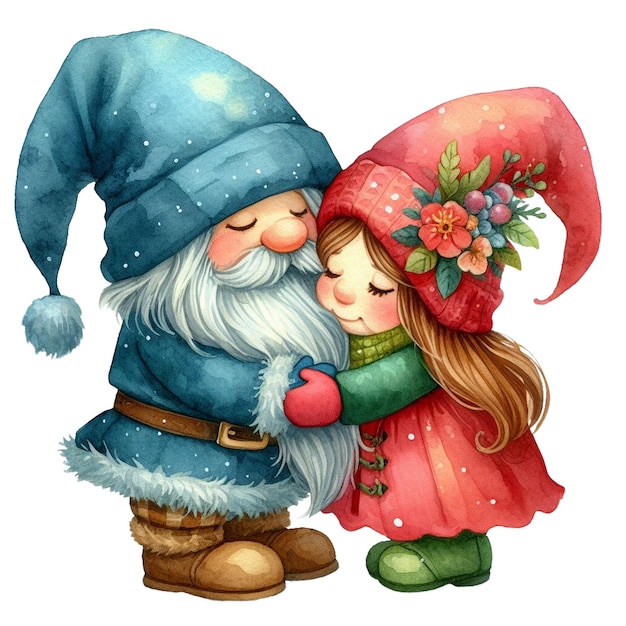 El día de San Valentín Gnome acuarela Clipart