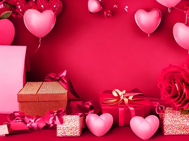 Día de San Valentín hermosa plantilla de bandera de fondo espacio en blanco es necesario para escribir Heart Lov