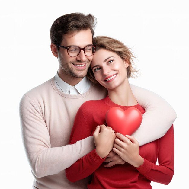 Foto día de san valentín con pareja aislada en fondo blanco generativo ai