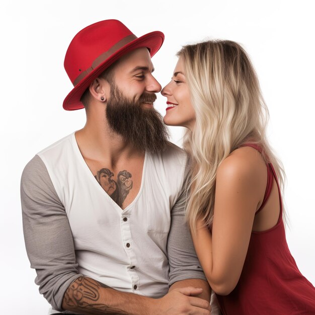 Foto día de san valentín con pareja aislada en fondo blanco generativo ai