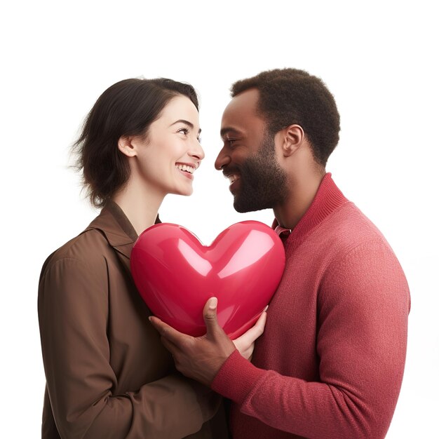 Foto día de san valentín con pareja aislada en fondo blanco generativo ai