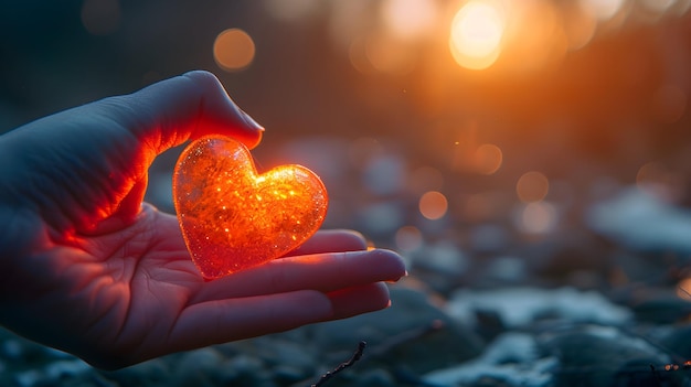 Día de San Valentín con un pequeño signo de corazón Romántico fondo bokeh