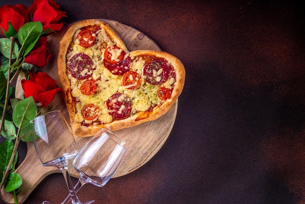 Día de San Valentín Pizza en forma de corazón