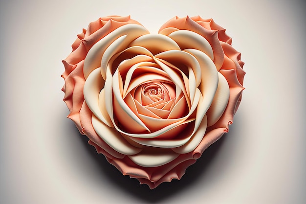 Día de San Valentín Romántica forma de corazón hecha de flores hojas de rosas IA generativa