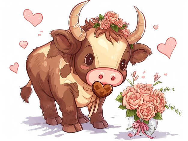 Foto el día de san valentín de la vaca