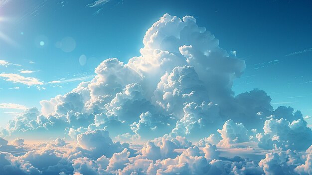 Foto un día soleado con nubes blancas hinchadas