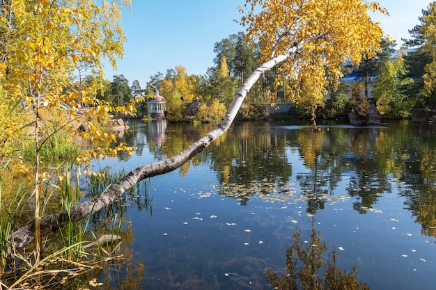 Día soleado de otoño en el parque recreativo de la ciudad.