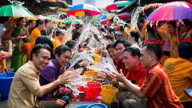 Dia Songkran tradicional tailandês e feriado de ano novo em abril festival de salpicaduras de água