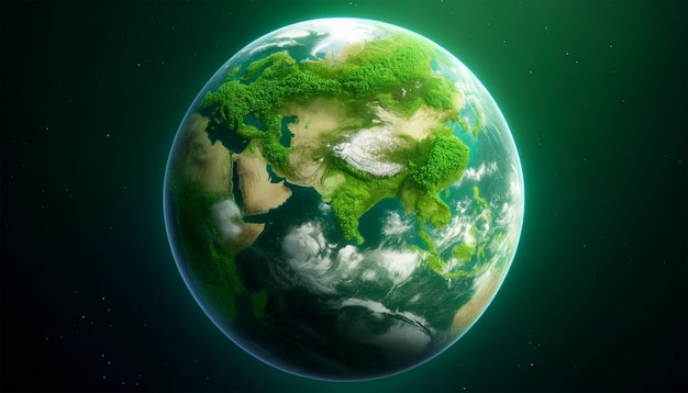 Día de la Tierra Concepto de un planeta verde totalmente sostenible