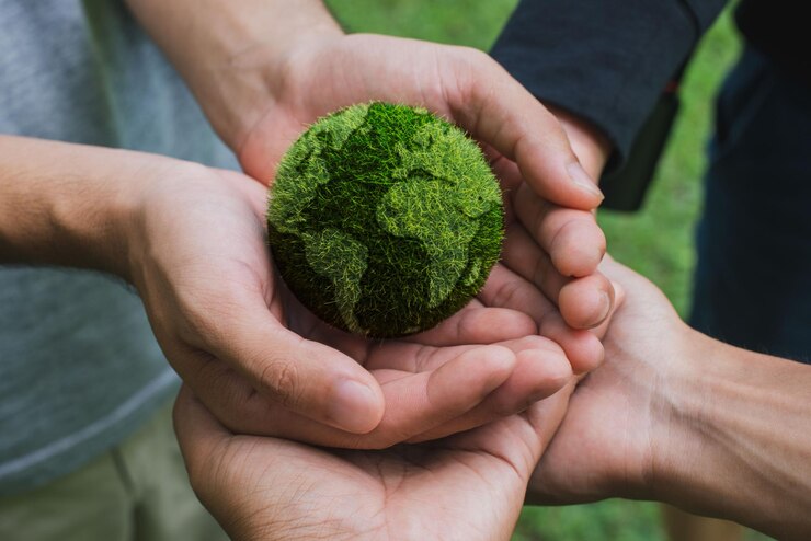 Foto día de la tierra manos adultos trabajo en equipo armonía sosteniendo la tierra en las manos medio ambiente y reducir global
