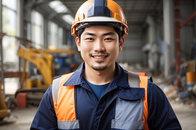 día de trabajo hombre trabajador constructor casco de seguridad uniforme de seguridad