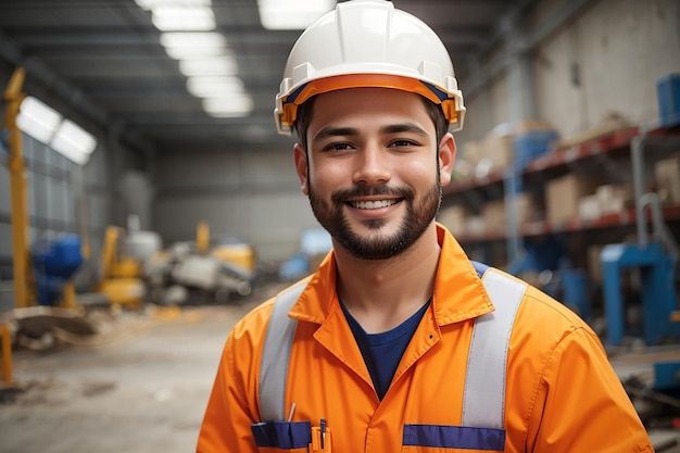 día de trabajo hombre trabajador constructor casco de seguridad uniforme de seguridad