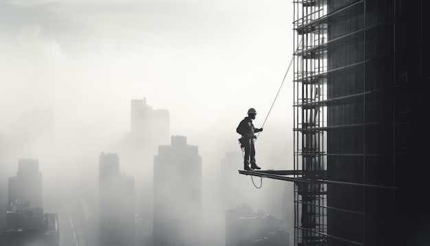 Día del trabajo del trabajador masculino del rascacielos